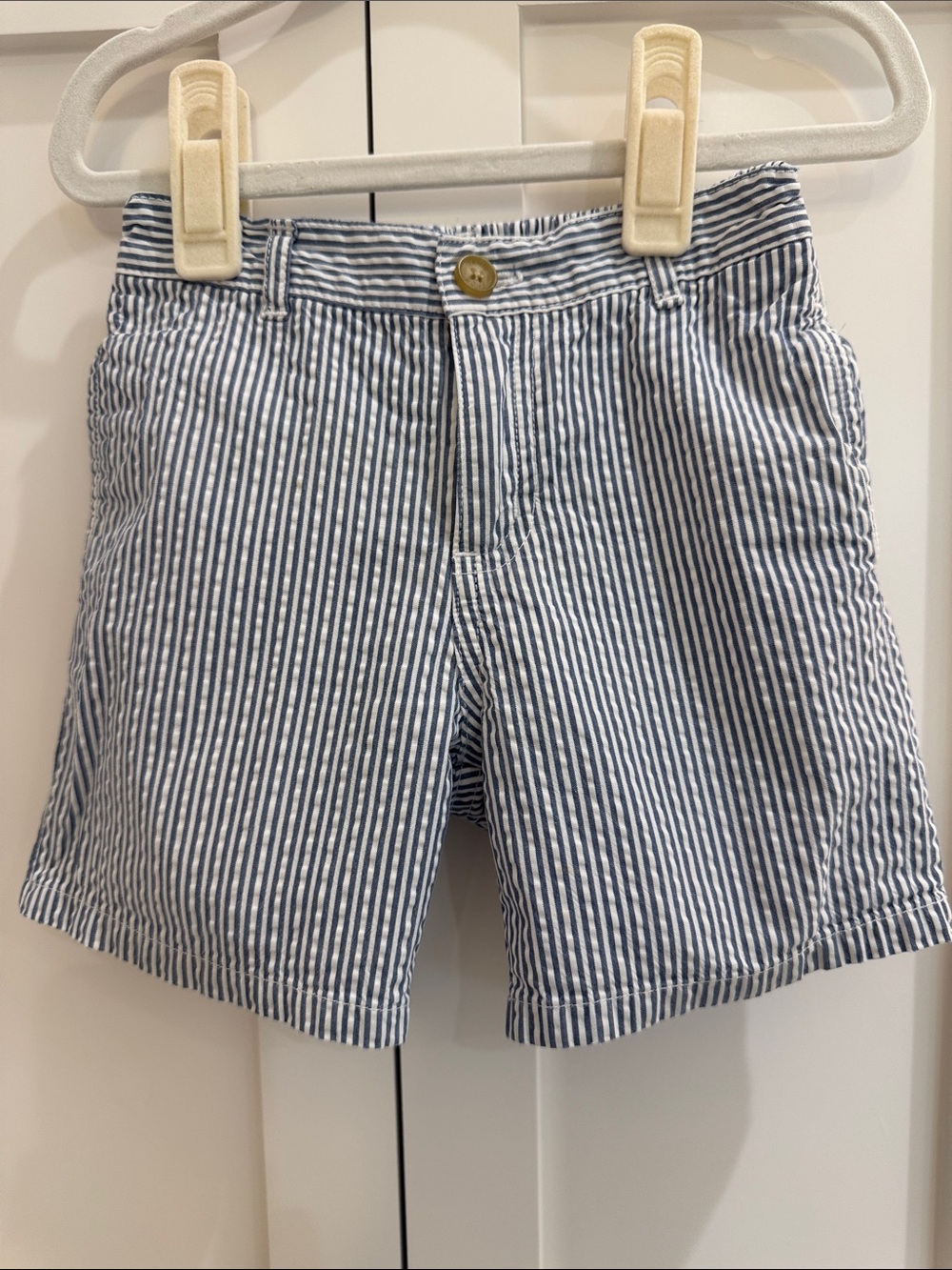 Janie and Jack Navy and White Seersucker Shorts 12-18M